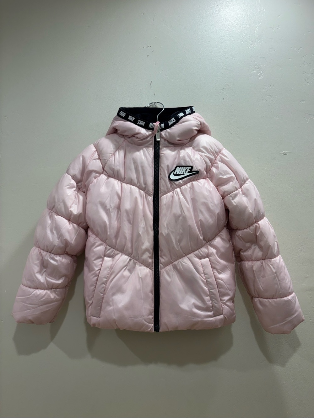 Nike Girls Pink Puffer Jacket Size 6X Hooded